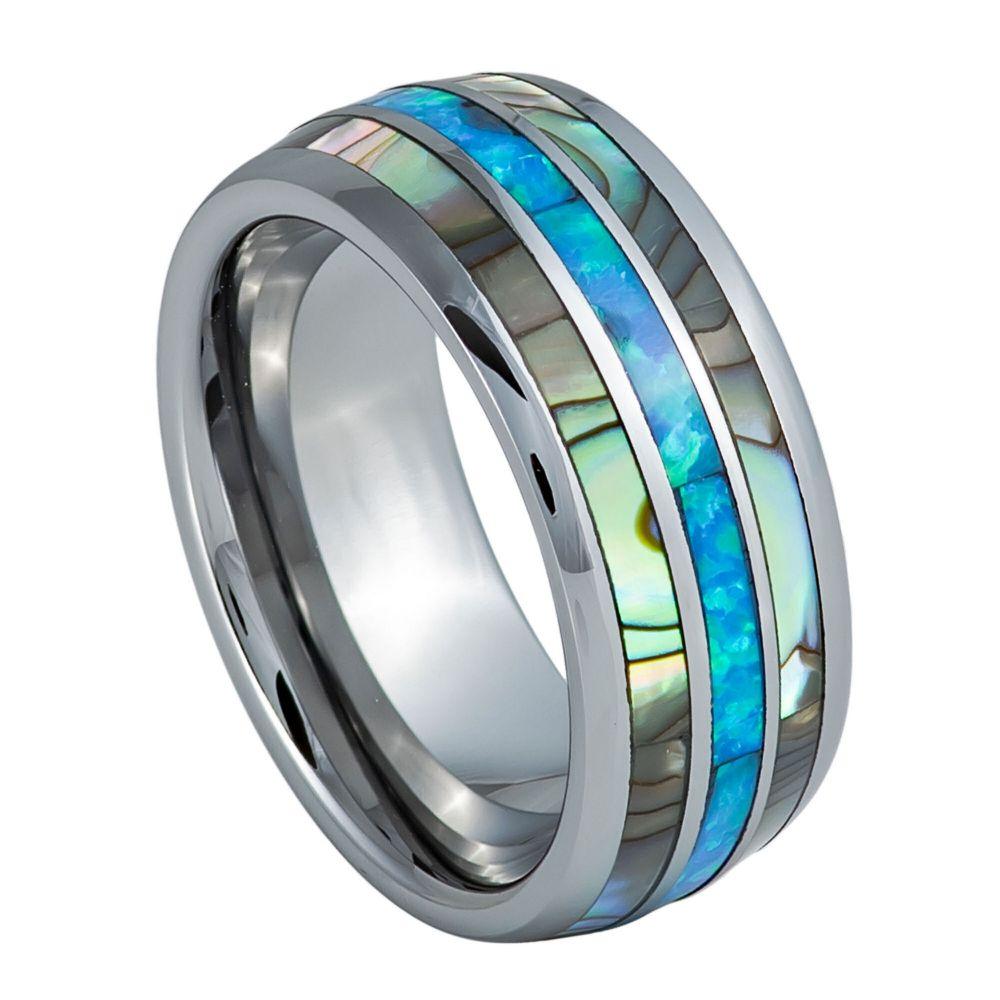 Men's pearl belt tungsten on sale ring