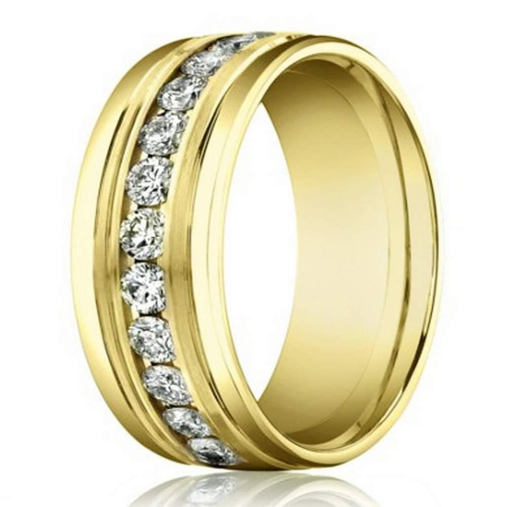 8mm 14k Yellow Gold Mens Diamond Eternity Wedding Band 5870