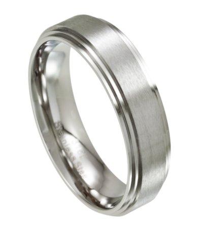 Brushed stainless steel sales wedding band