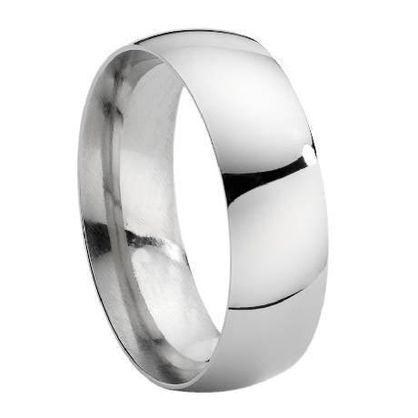 Sterling Silver High Polish His and Hers Wedding Rings- 8mm
