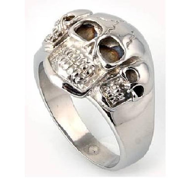 Triple Skull Stainless Steel Ring -20mm